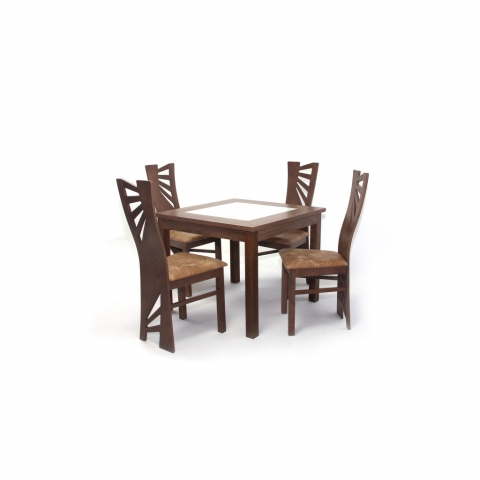 Kis Stella asztal 90x90-es Sötét Avellino + 4 db Stella szék