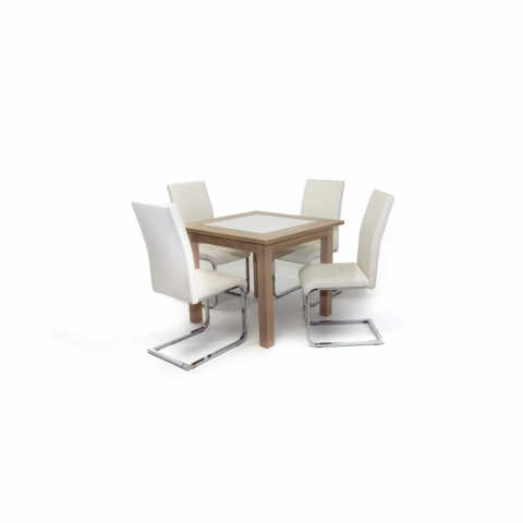 Kis Stella asztal 90x90-es Világos Avellino + 4 db Boston szék
