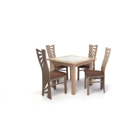 Kis Stella asztal 90x90-es Világos Avellino + 4 db Stella szék