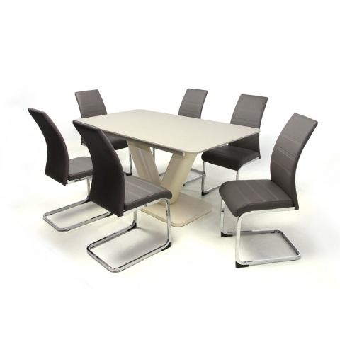 Hektor asztal 160-as Beige/Cappuccino + 6 db Kevin szék
