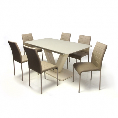 Hektor asztal 160-as Beige/Cappuccino + 6 db Kris szék