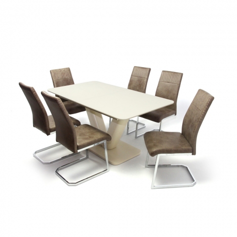 Hektor asztal 160-as Beige/Cappuccino + 6db Rio szék