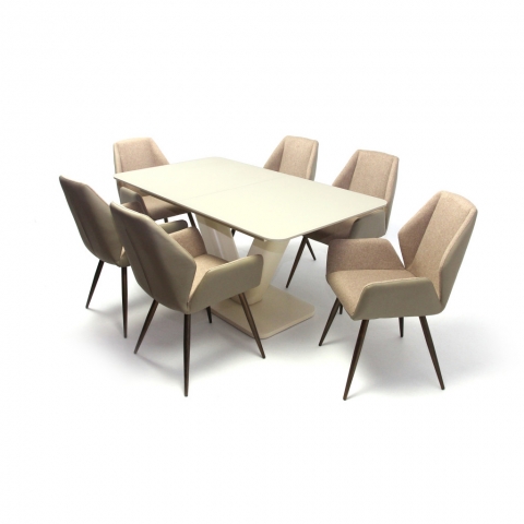 Hektor asztal 160-as Beige/Cappuccino + 6db Sonic szék