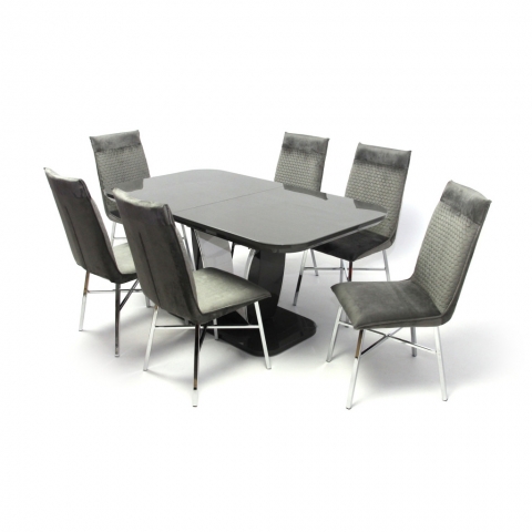Marko asztal 160-as Fehér/Szürke + 6db Imola szék
