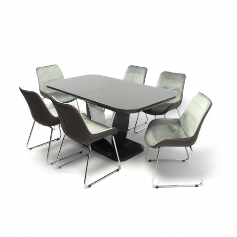 Marko asztal 160-as Fehér/Szürke + 6db Yade szék