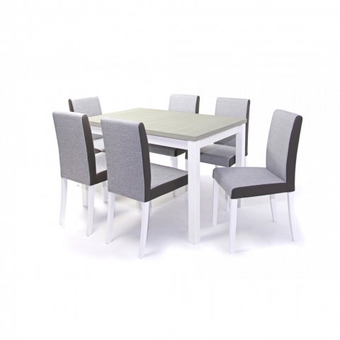 Mokka asztal 120-as Fehér + 6 db Kanzo szék
