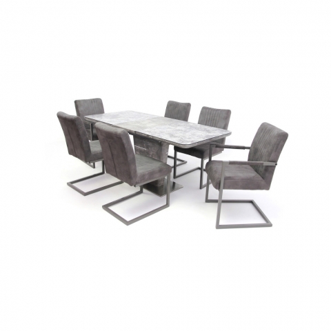 Spark asztal 140-es Cement + 6 db Hektor karfás szék