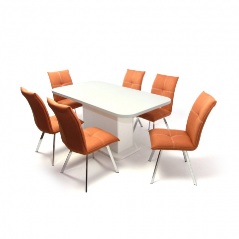 Torino asztal 160-as fehér + 6db Heli szék